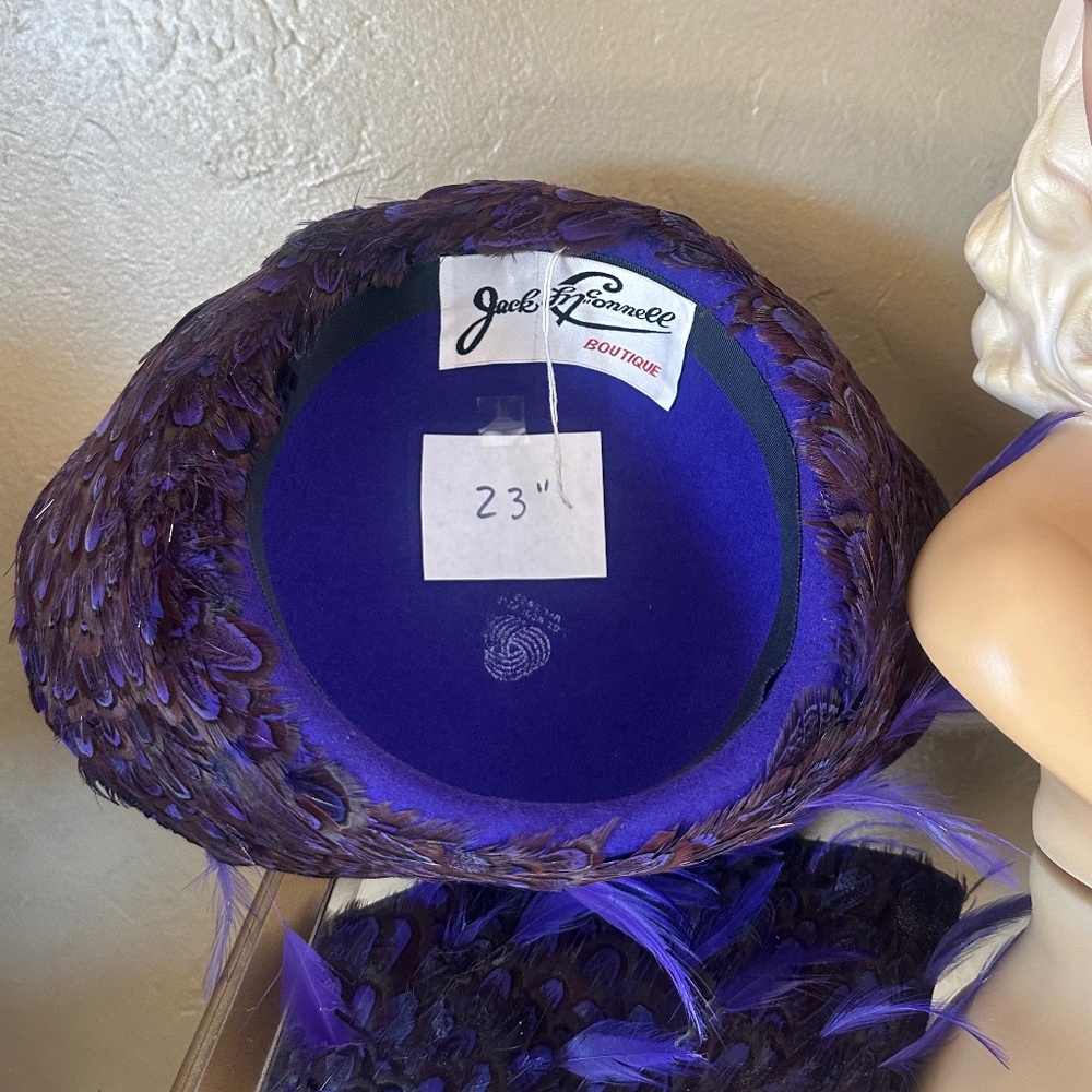 COLLECTIBLE JACK MCCONNEL PURPLE FELT/FEATHERS WIDE BRIM HAT - Picture 15 of 16
